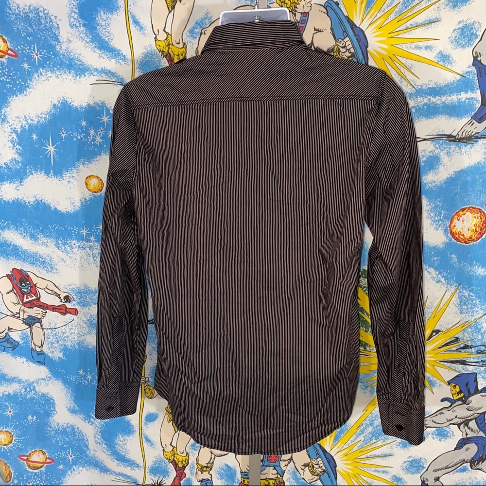 Black Men’s Striped Button Shirt small Buckle - Picture 5 of 10